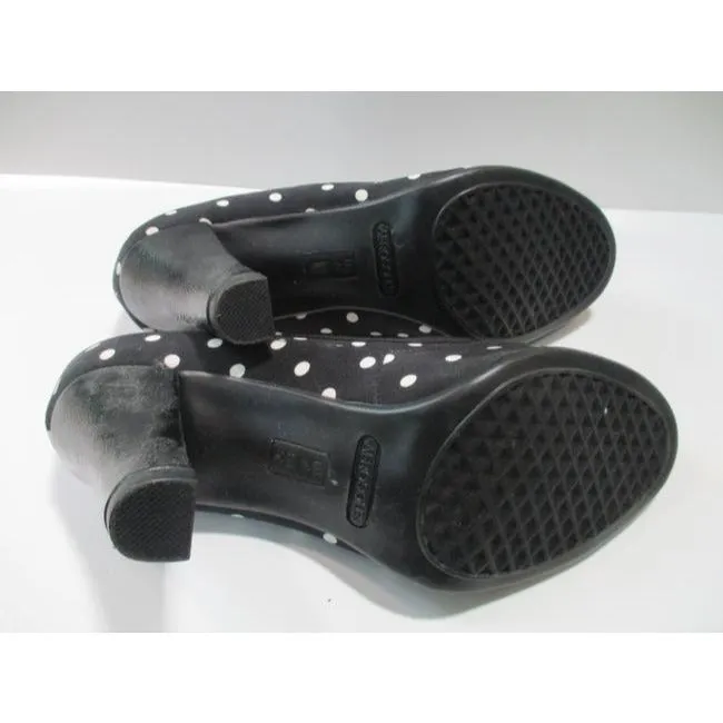 Aerosoles Black White Polka Dot Fabric Peep Toe Pumps Size Us