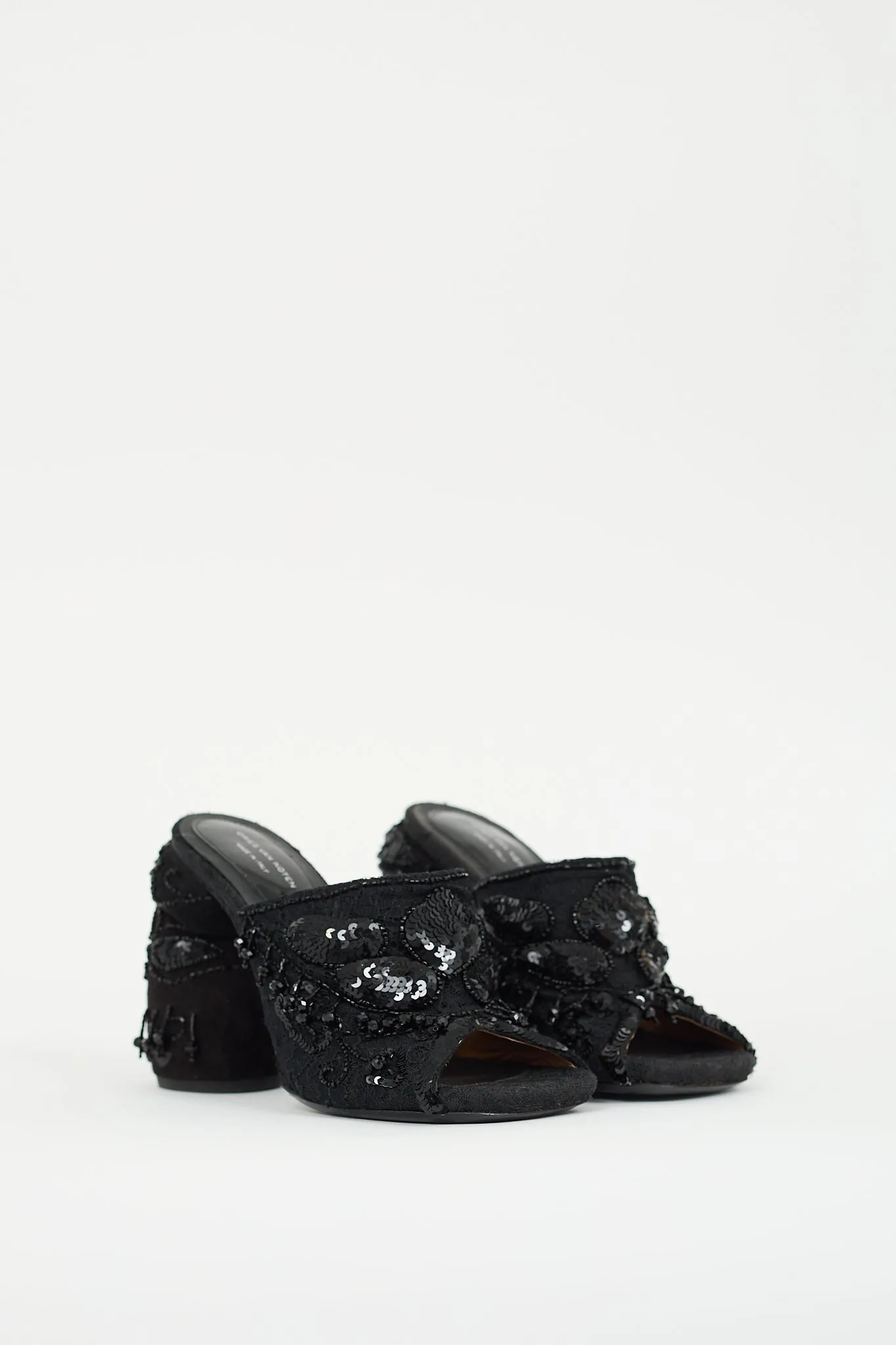 Beaded Lace Heeled Mule