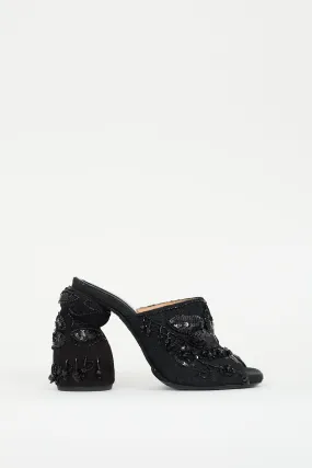 Beaded Lace Heeled Mule