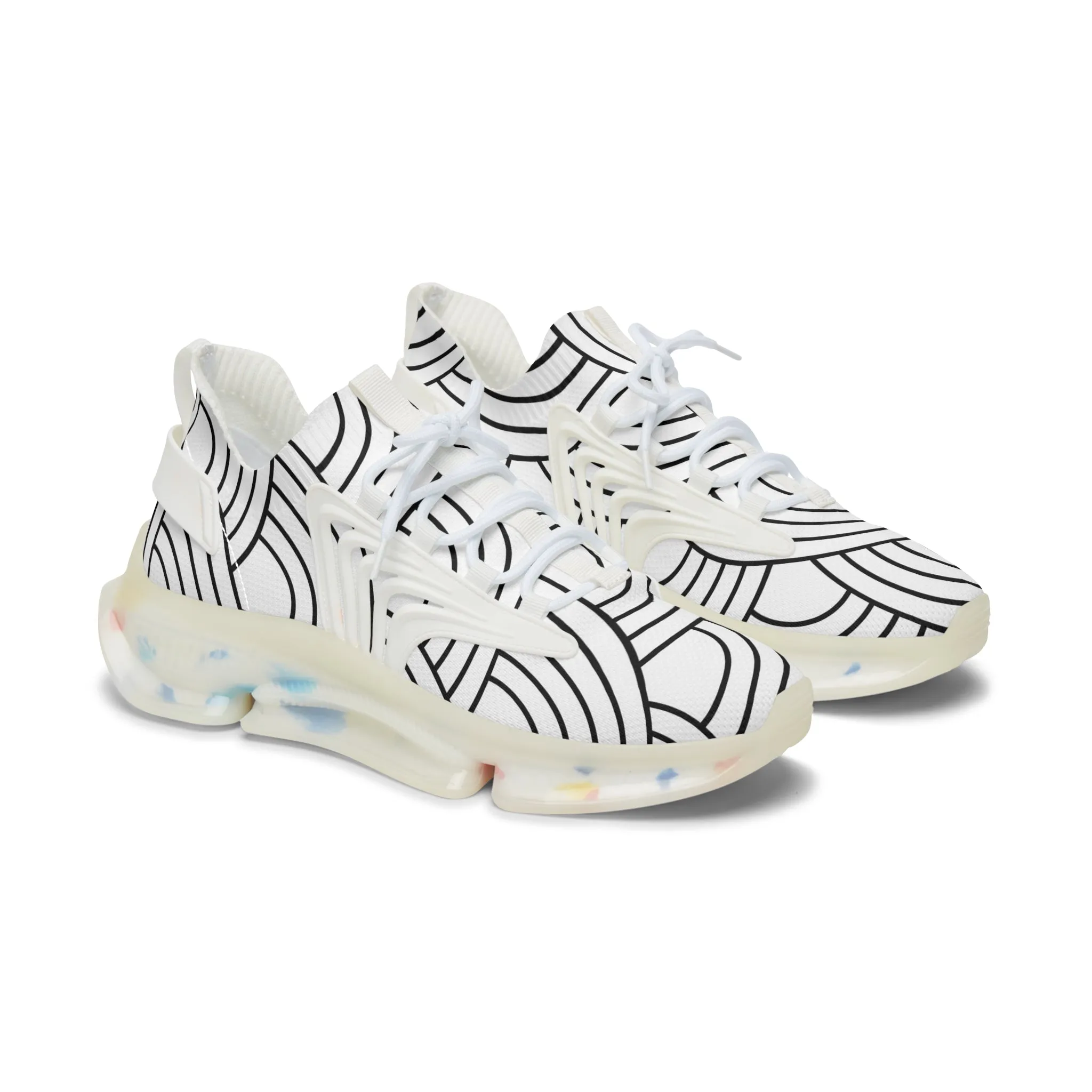 Black Pattern Women's Mesh Sneakers