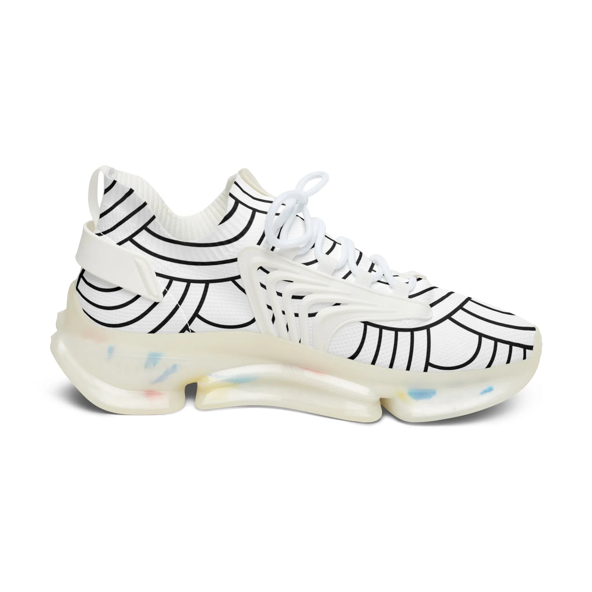 Black Pattern Women's Mesh Sneakers