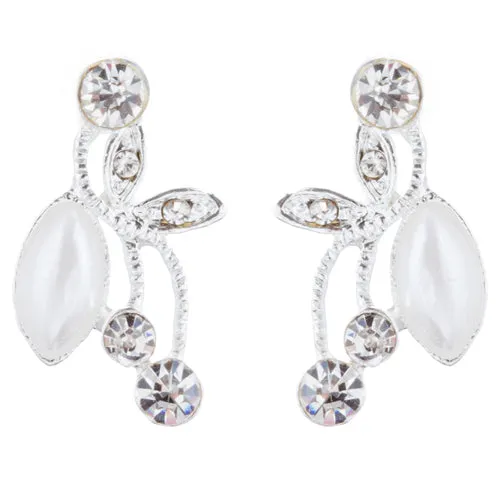 Bridal Wedding Jewelry Crystal Rhinestone Pearl Charming Necklace Set J694 SV