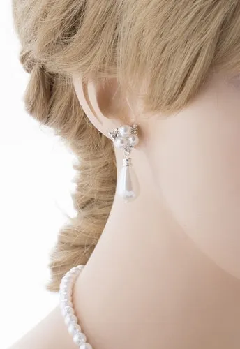 Bridal Wedding Jewelry Set Crystal Pearl Beautiful Elegant Necklace