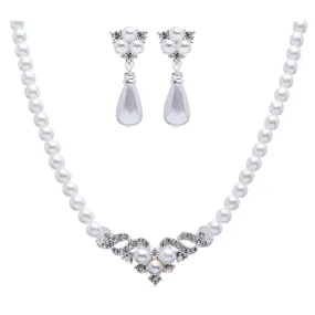 Bridal Wedding Jewelry Set Crystal Pearl Beautiful Elegant Necklace