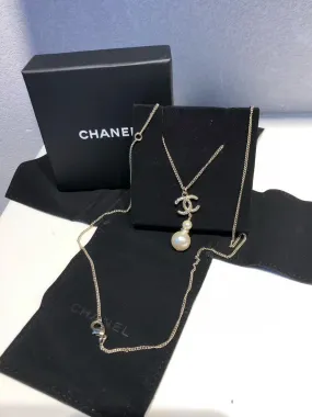 Chanel Gold Pearl CC Pendant Necklace