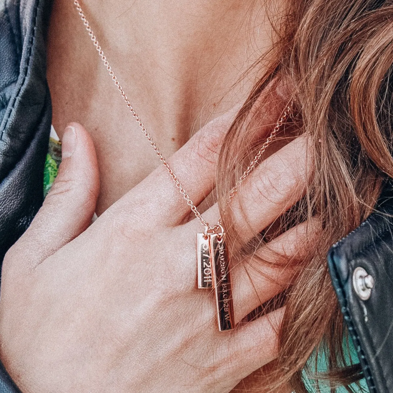 Engravable Double Bar Necklace