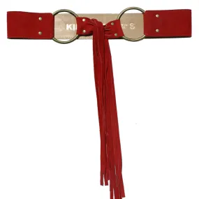 Fringe Belt -  Cherry Red Suede