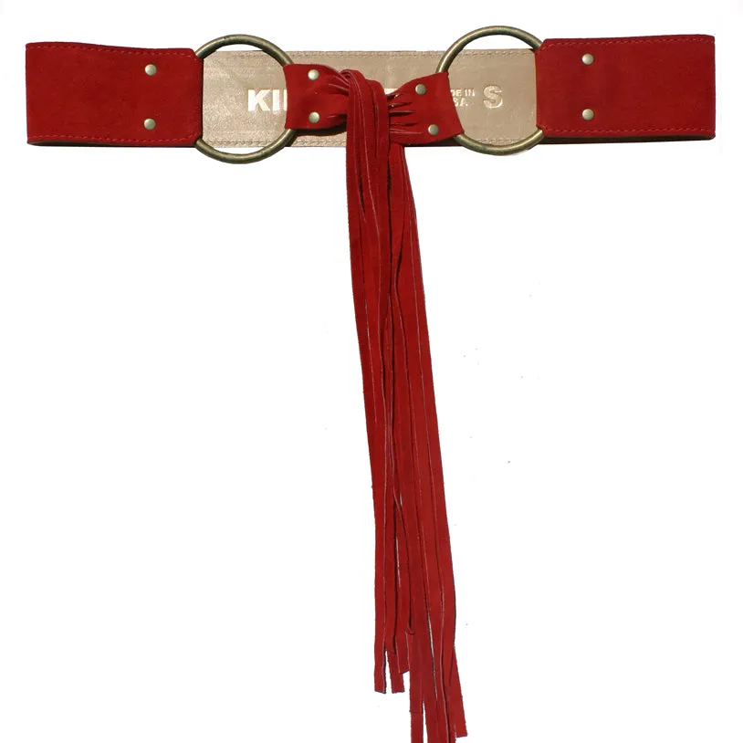 Fringe Belt -  Cherry Red Suede