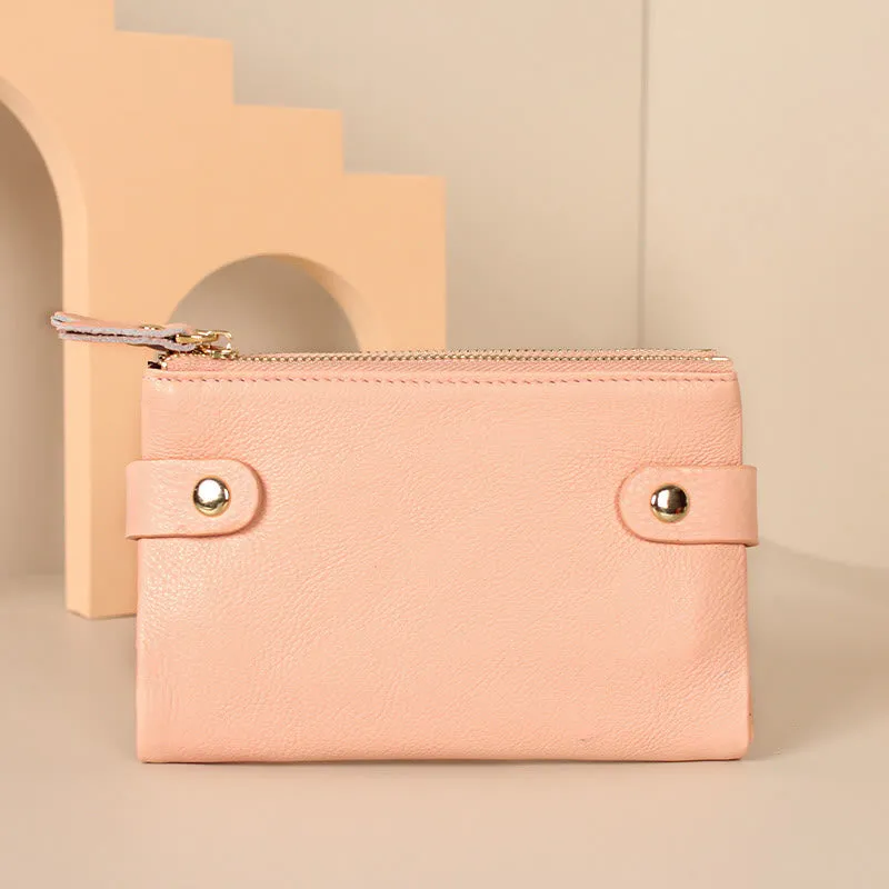 Genuine Leather Bifold Womens Wallet Multi-Slot Card Holder Coin Purse