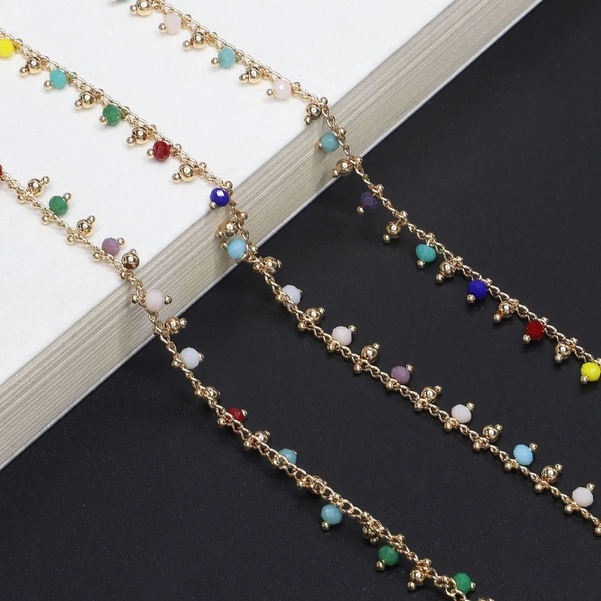 Gold Multi-Coloured Bead Sunglasses Chain