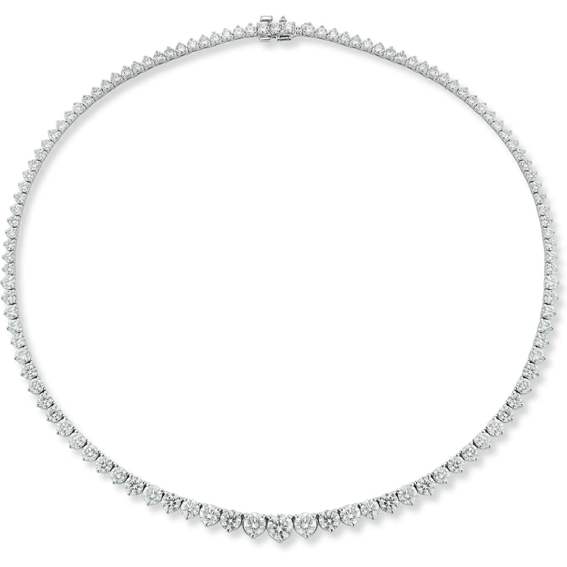 Graduated 3 Prong Diamond Tennis Necklace