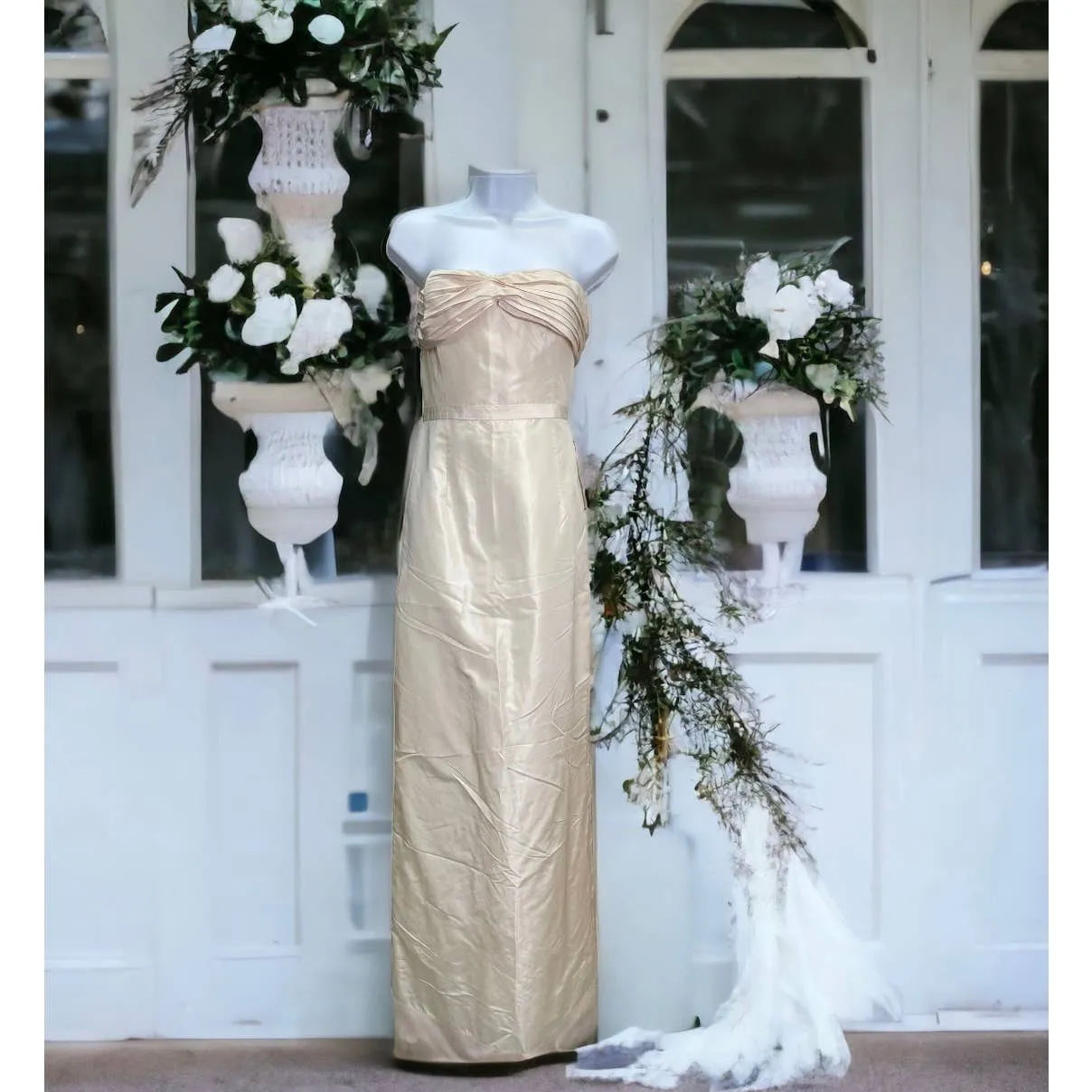 J Crew Strapless Silk Taffeta Pleated Wedding Dress Size 6 New Ivory