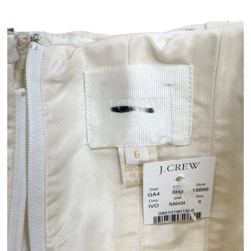 J Crew Strapless Silk Taffeta Pleated Wedding Dress Size 6 New Ivory