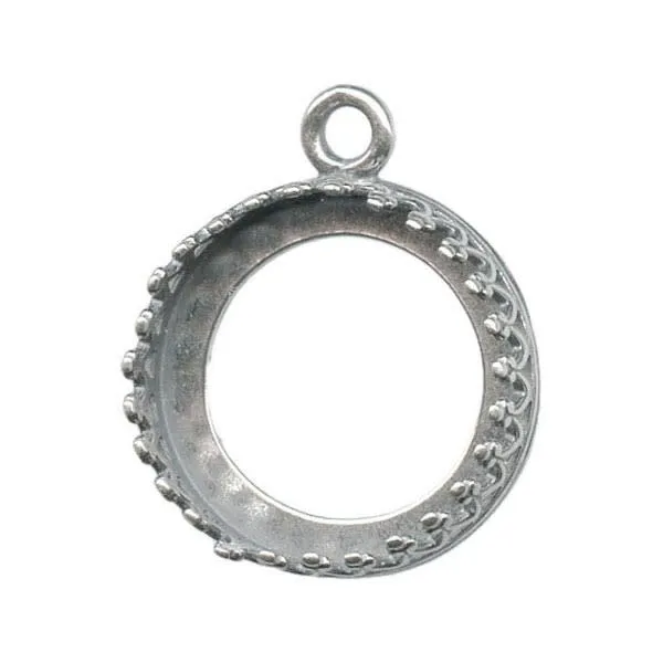 JBB Findings Sterling Silver Rivoli Bezel Setting, Fits 14mm Rivoli (1 Piece)