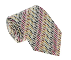 Missoni U4306 Gold/Silver Chevron Pure Silk Tie