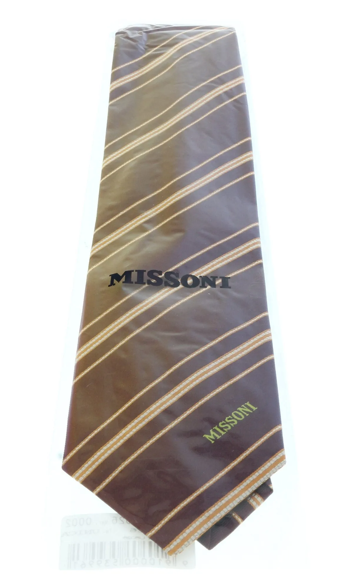 Missoni U5026 Brown/Orange Regimental Pure Silk Tie