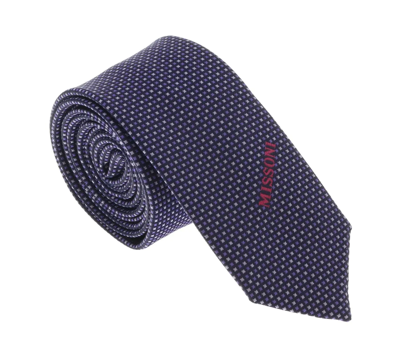 Missoni U5032 Purple/Silver Micro Check Pure Silk Tie
