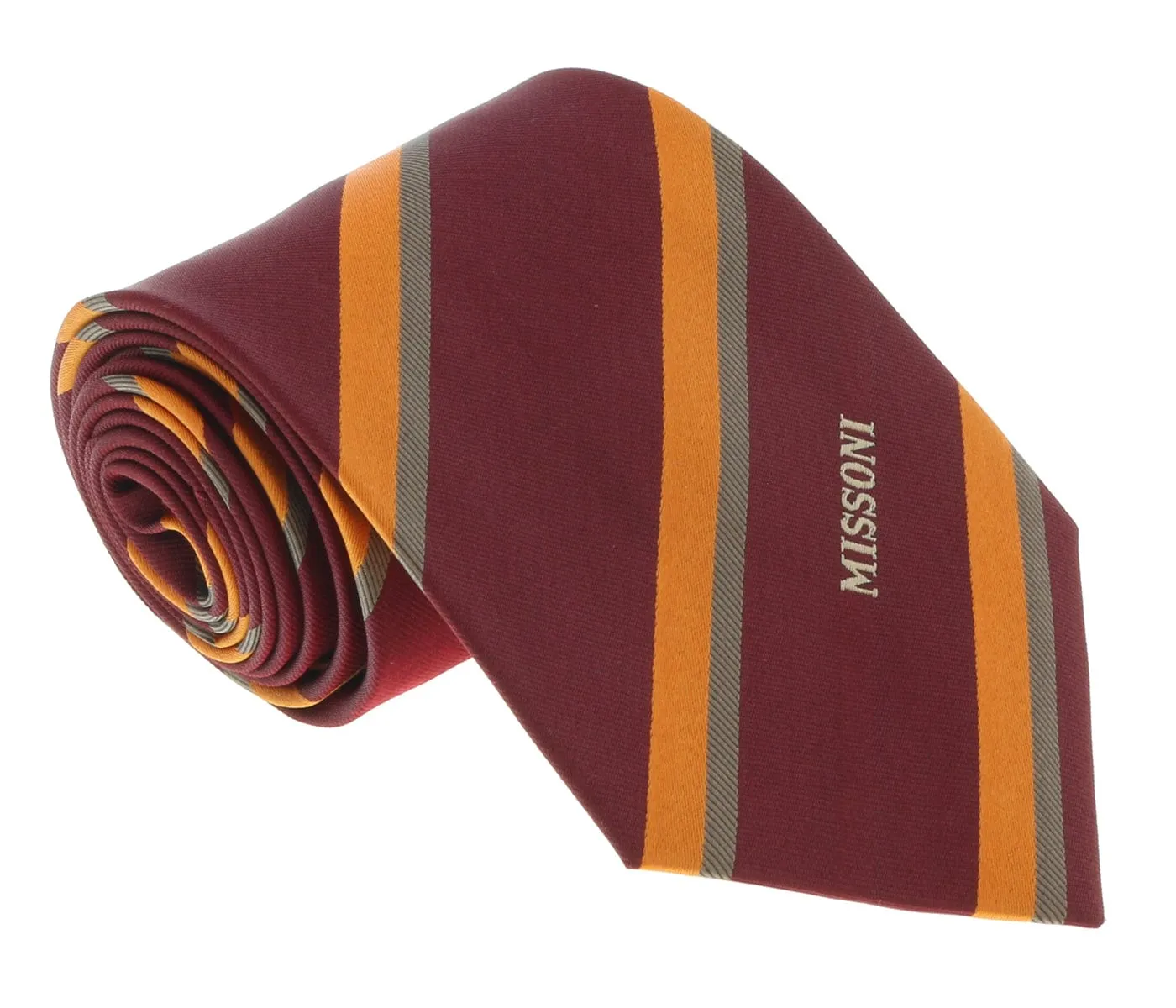 Missoni U5035 Maroon/Orange Repp Pure Silk Tie