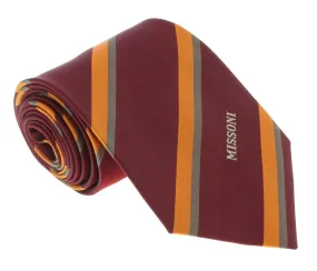 Missoni U5035 Maroon/Orange Repp Pure Silk Tie