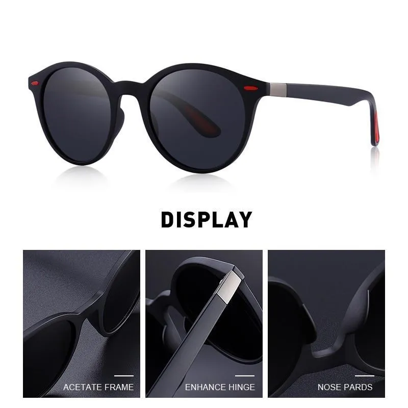 Oval Frame Retro Rivet Polarized Sunglasses