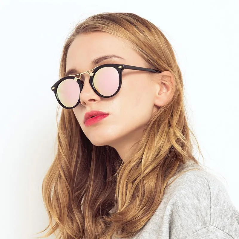 Oval Mirrored Lens Retro Sunglasses