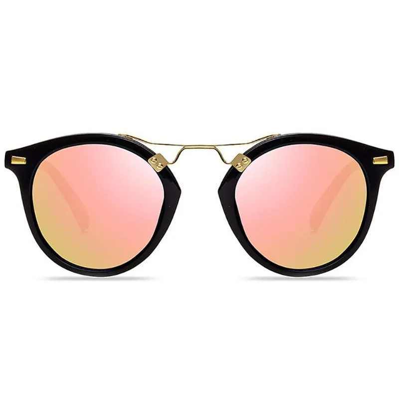 Oval Mirrored Lens Retro Sunglasses