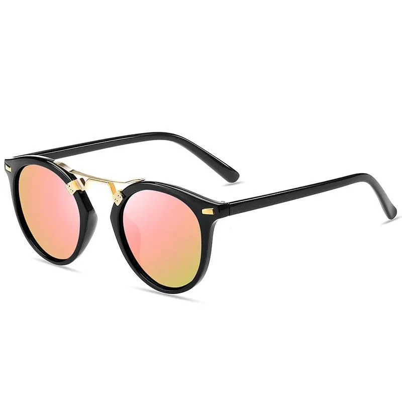 Oval Mirrored Lens Retro Sunglasses