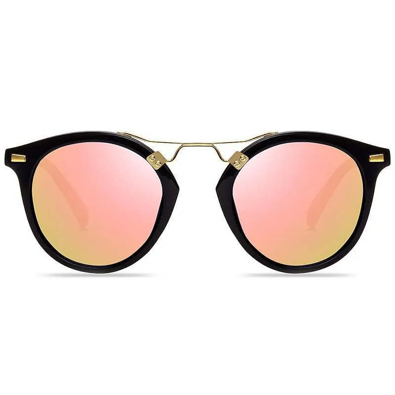 Oval Mirrored Lens Retro Sunglasses