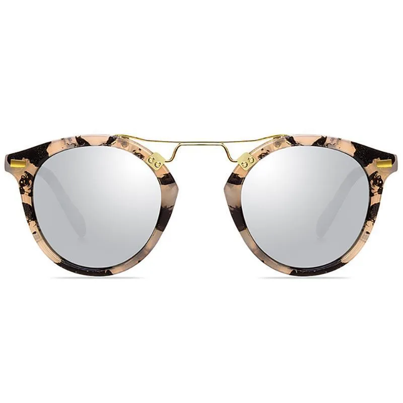 Oval Mirrored Lens Retro Sunglasses