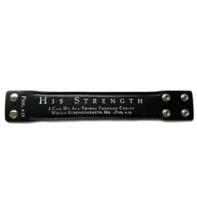 Philippians 4:13 Black Leather Bracelet