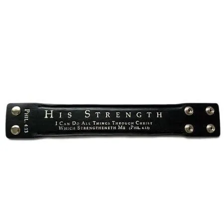 Philippians 4:13 Black Leather Bracelet