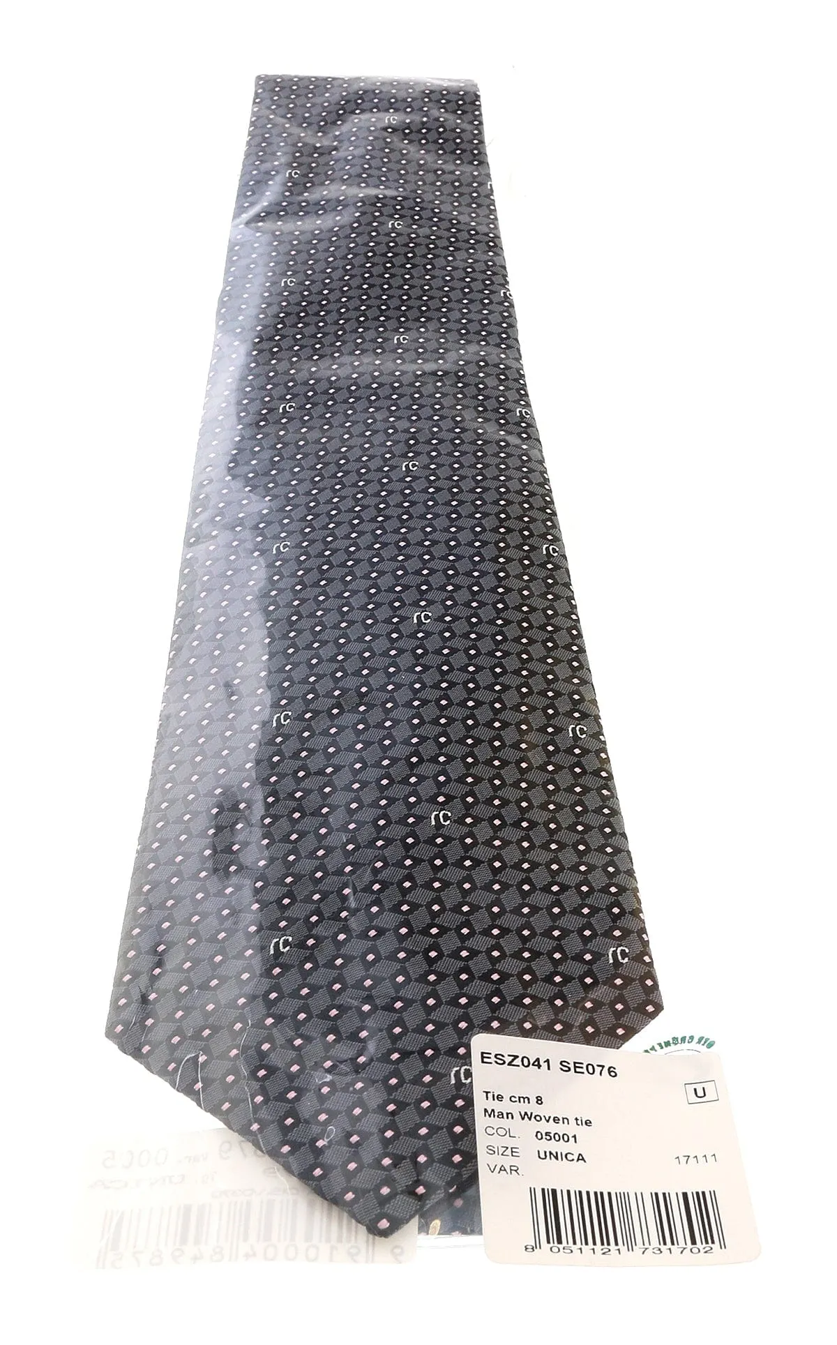 Roberto Cavalli ESZ041 05001 Grey Micro Geometric Tie