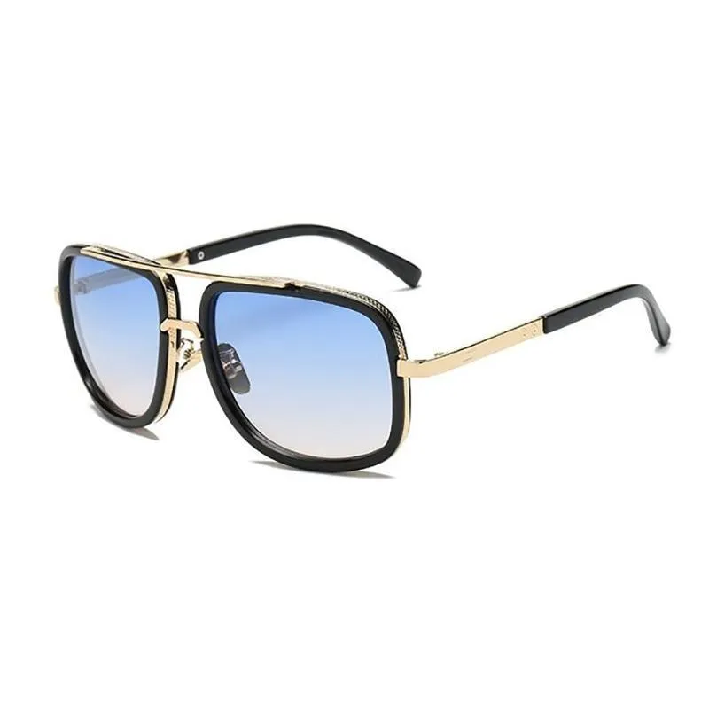 Square Lens Luxury Vintage Metal Big Frame Sunglasses