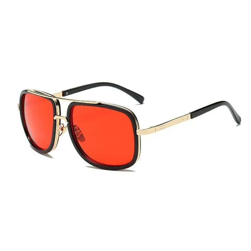 Square Lens Luxury Vintage Metal Big Frame Sunglasses