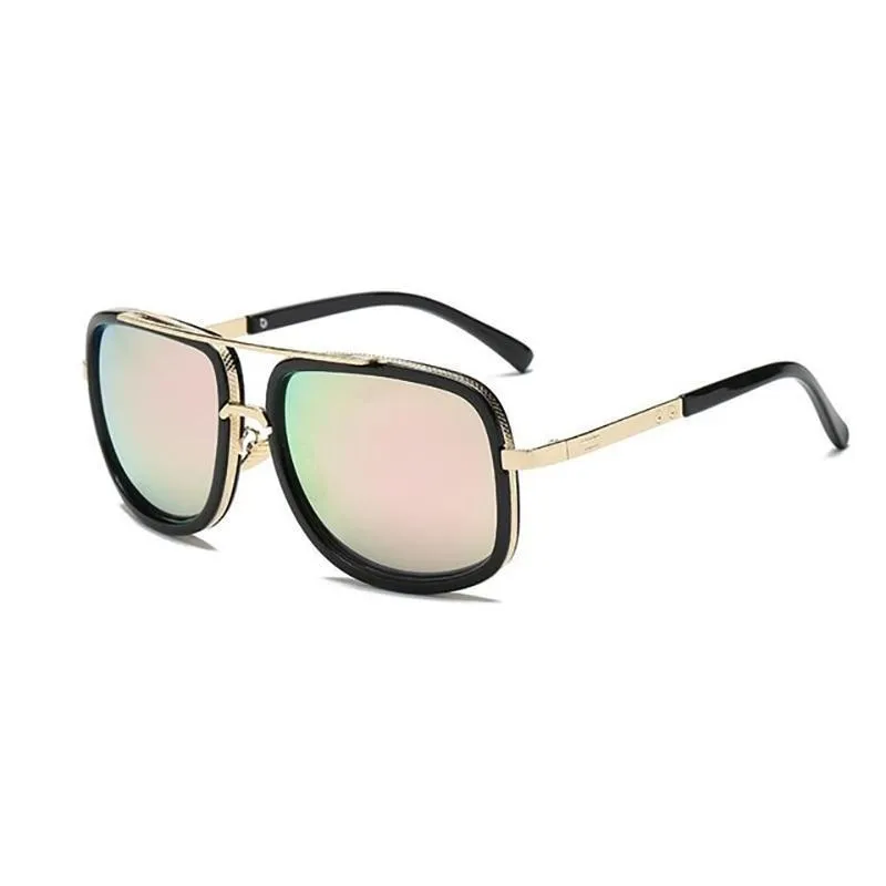 Square Lens Luxury Vintage Metal Big Frame Sunglasses