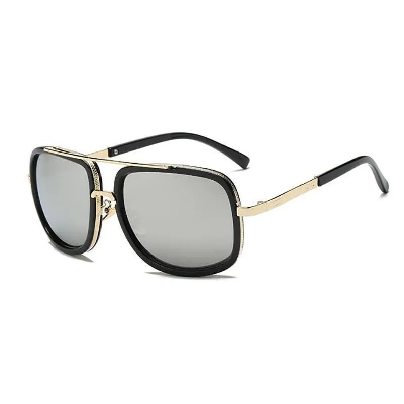Square Lens Luxury Vintage Metal Big Frame Sunglasses