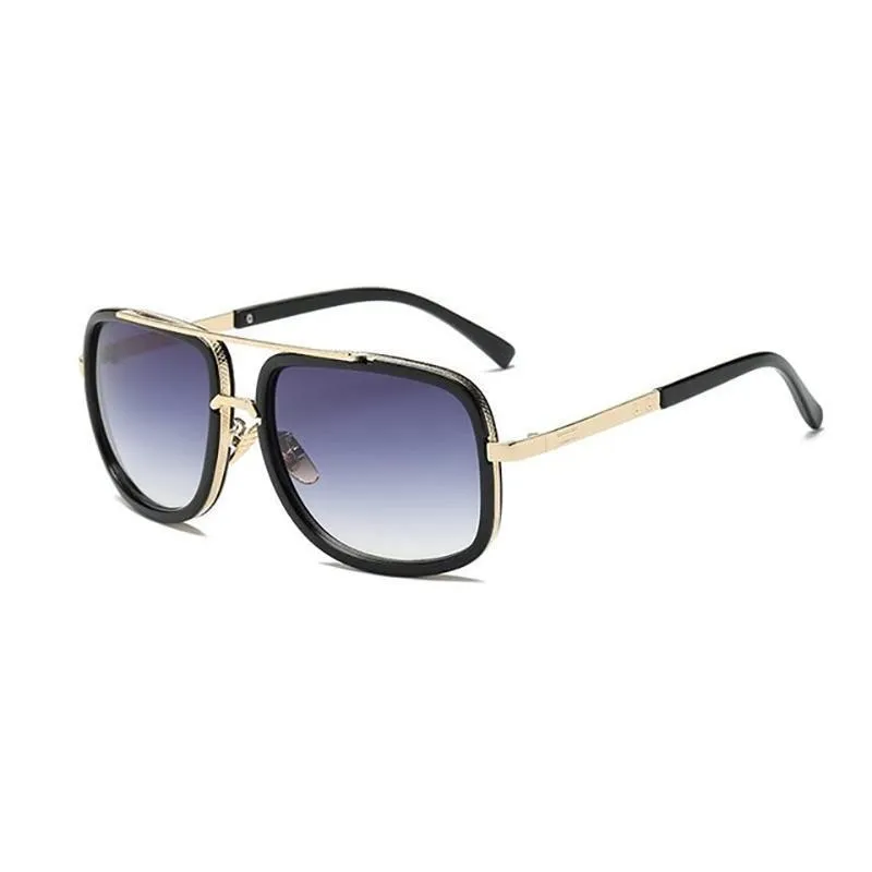 Square Lens Luxury Vintage Metal Big Frame Sunglasses
