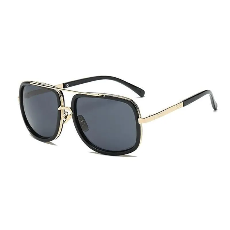 Square Lens Luxury Vintage Metal Big Frame Sunglasses