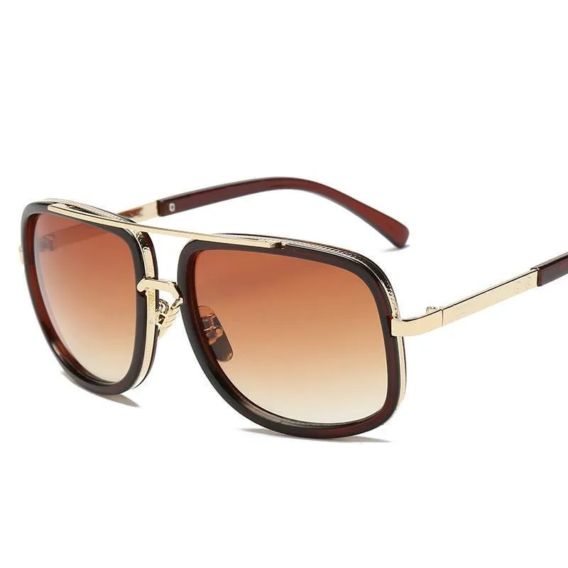 Square Lens Luxury Vintage Metal Big Frame Sunglasses