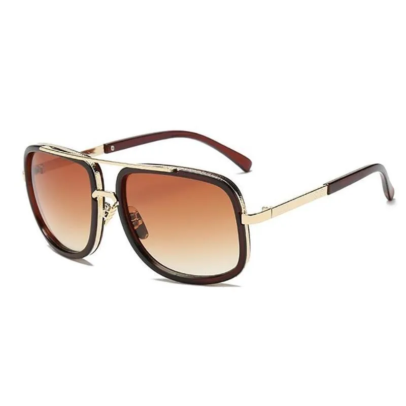 Square Lens Luxury Vintage Metal Big Frame Sunglasses