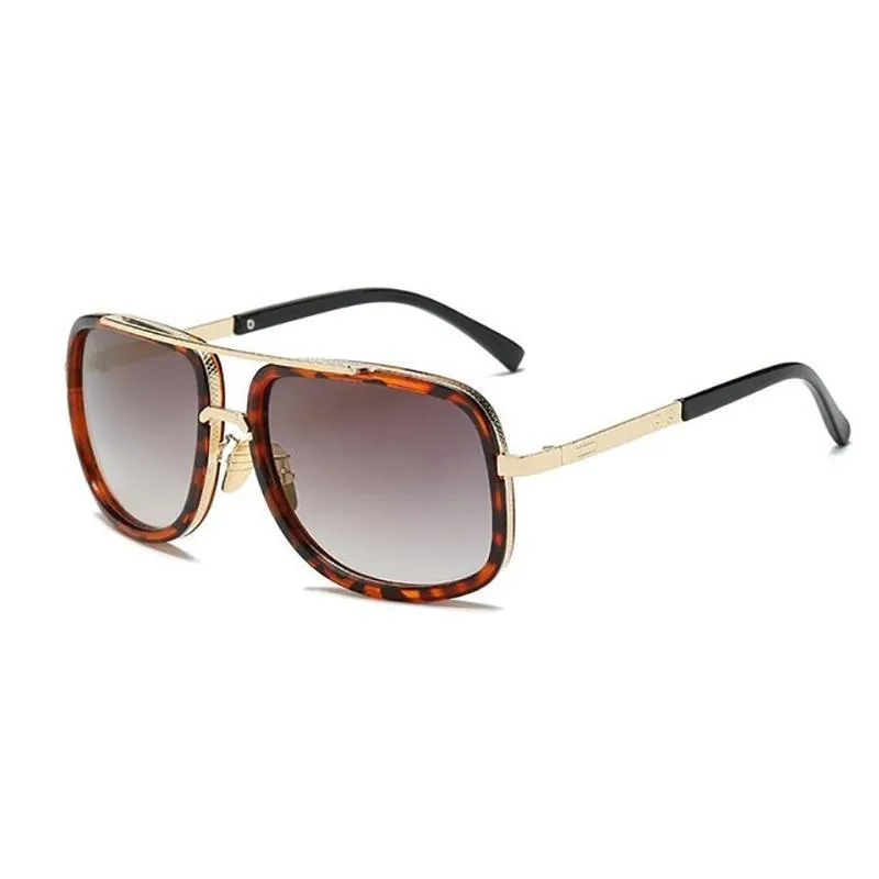 Square Lens Luxury Vintage Metal Big Frame Sunglasses