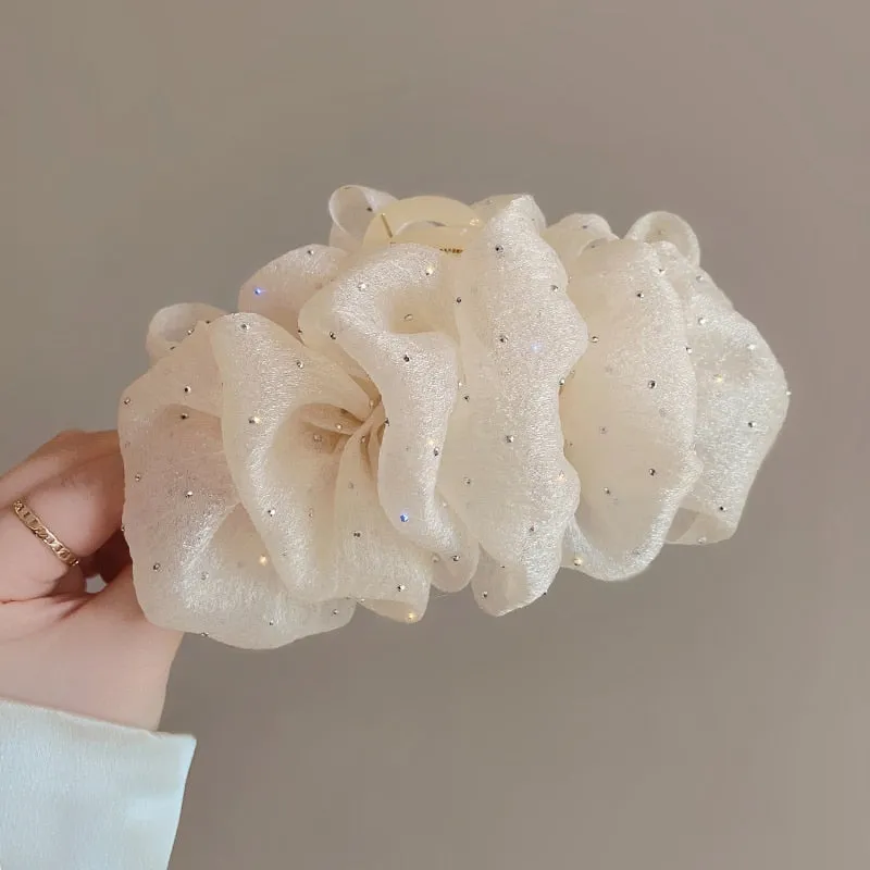 Sweet Beautiful Mesh Tulle Bow Design Hair Clip Claw