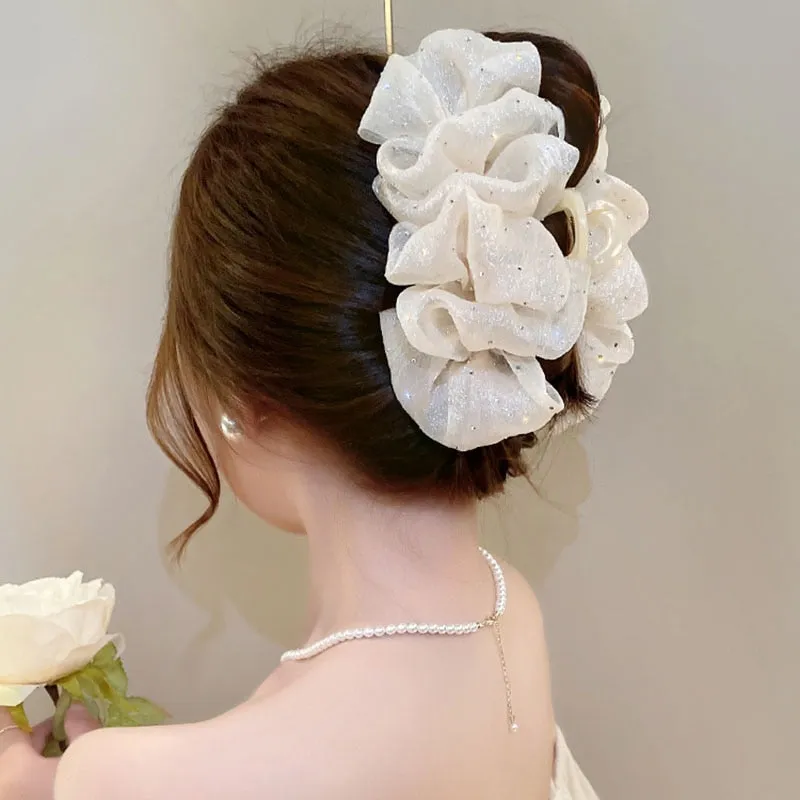 Sweet Beautiful Mesh Tulle Bow Design Hair Clip Claw