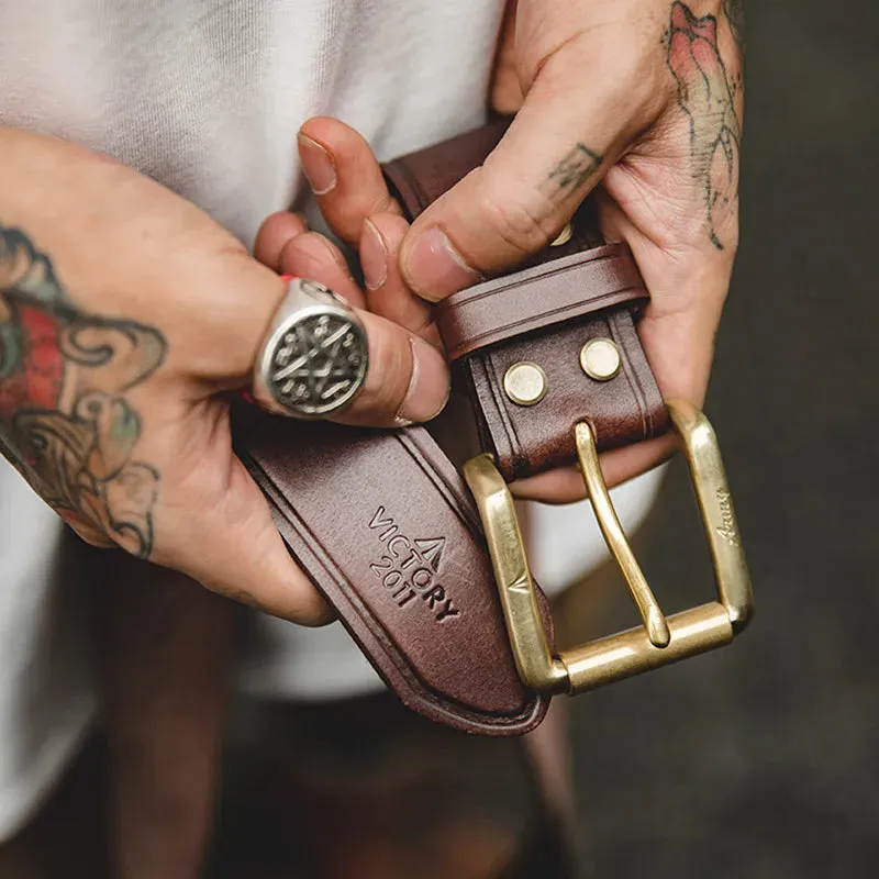 Tooling Cow Genuine Leather Luxury Strap Male Belts with Pin Buckle