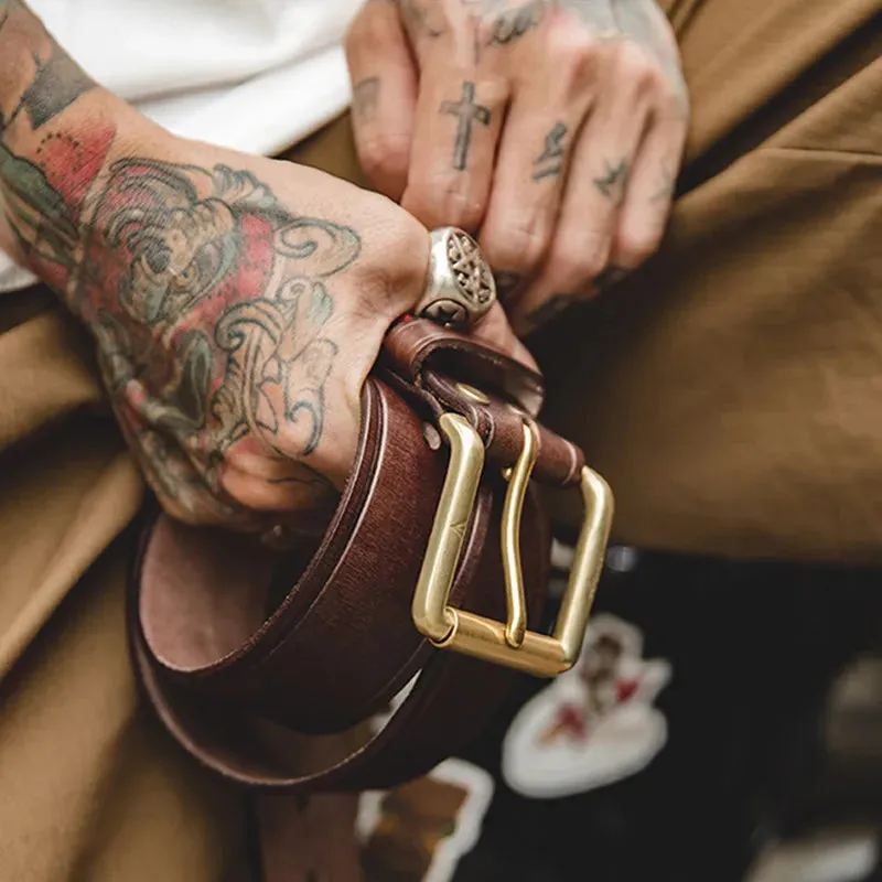 Tooling Cow Genuine Leather Luxury Strap Male Belts with Pin Buckle