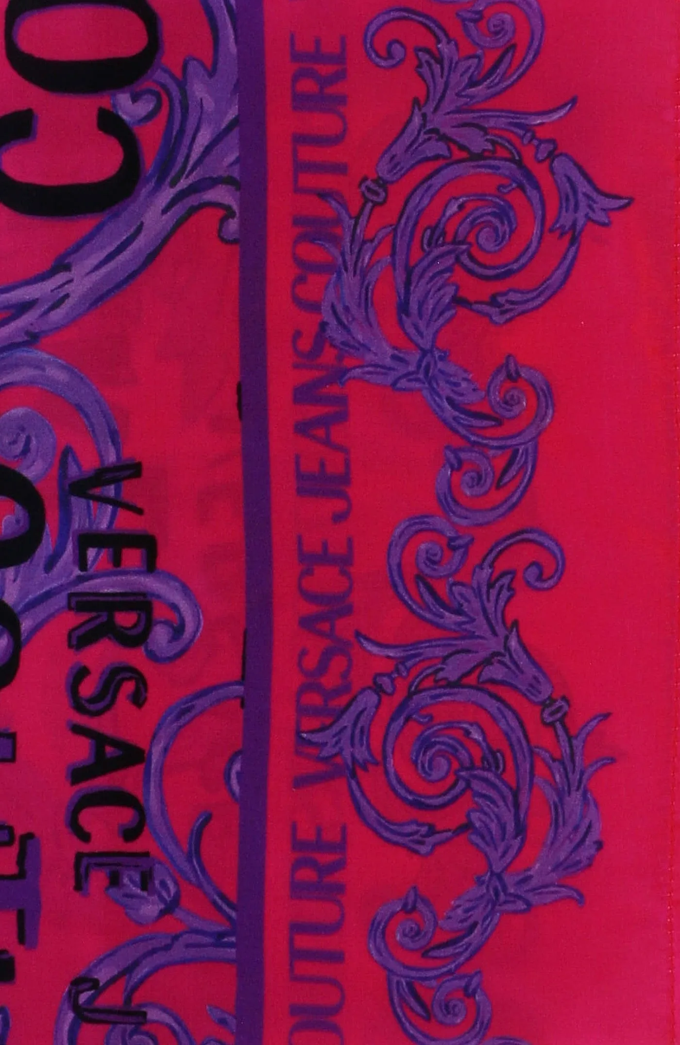 Versace Jeans Couture Hot Pink/Violet Signature Baroque Print Medium Square Scarf