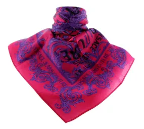 Versace Jeans Couture Hot Pink/Violet Signature Baroque Print Medium Square Scarf
