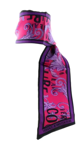 Versace Jeans Couture Hot Pink/Violet Signature Baroque Print Slim Scarf