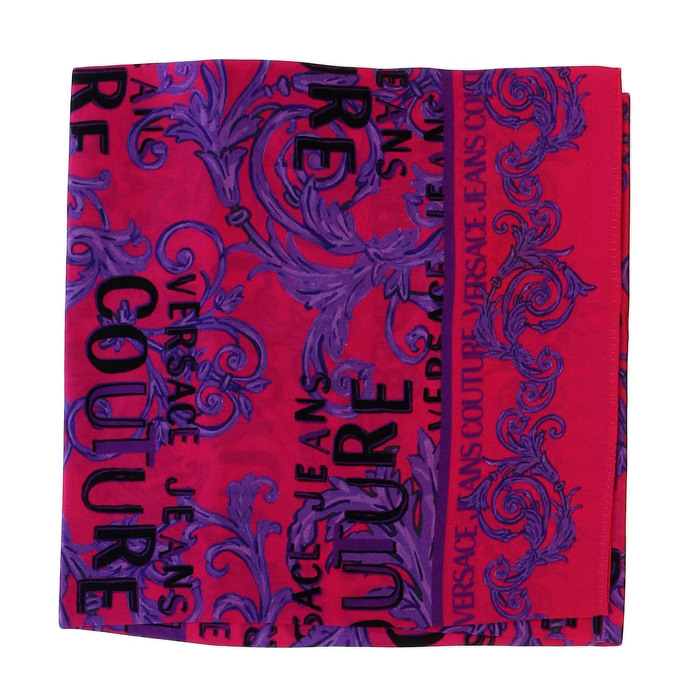 Versace Jeans Couture Hot Pink/Violet Signature Baroque Print Square Scarf